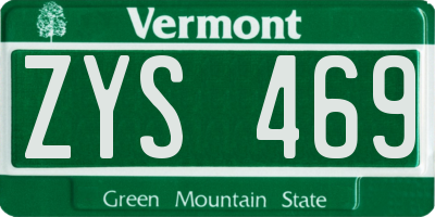 VT license plate ZYS469