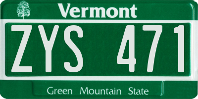 VT license plate ZYS471
