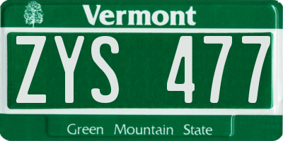 VT license plate ZYS477