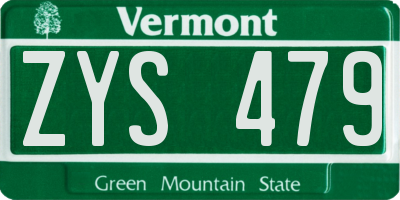 VT license plate ZYS479