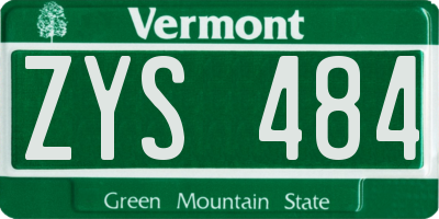 VT license plate ZYS484