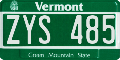 VT license plate ZYS485