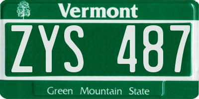 VT license plate ZYS487
