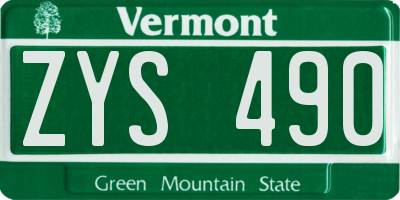 VT license plate ZYS490