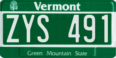 VT license plate ZYS491