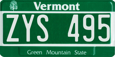 VT license plate ZYS495