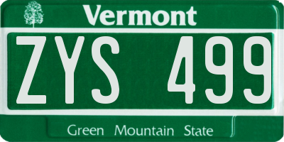 VT license plate ZYS499