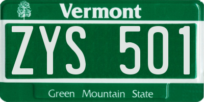 VT license plate ZYS501