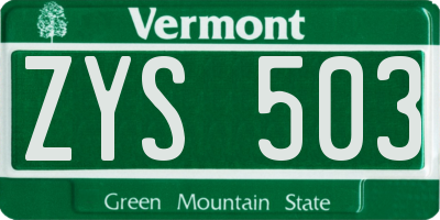 VT license plate ZYS503