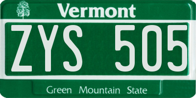 VT license plate ZYS505