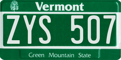 VT license plate ZYS507