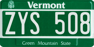 VT license plate ZYS508