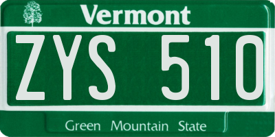 VT license plate ZYS510