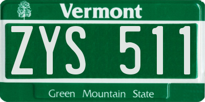 VT license plate ZYS511