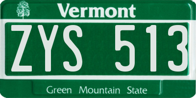 VT license plate ZYS513