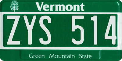 VT license plate ZYS514