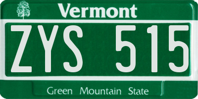 VT license plate ZYS515