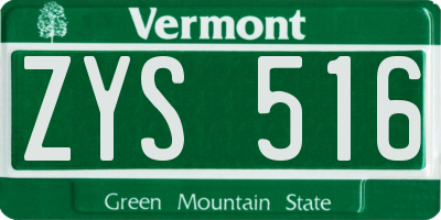 VT license plate ZYS516
