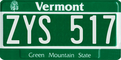 VT license plate ZYS517