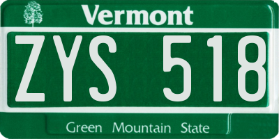 VT license plate ZYS518