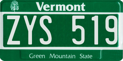 VT license plate ZYS519