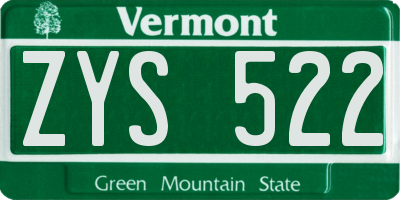 VT license plate ZYS522