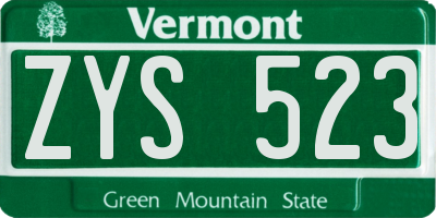 VT license plate ZYS523