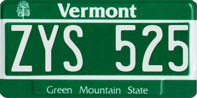 VT license plate ZYS525