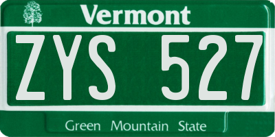 VT license plate ZYS527