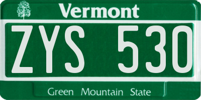 VT license plate ZYS530