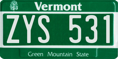 VT license plate ZYS531