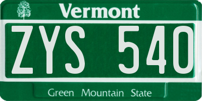 VT license plate ZYS540