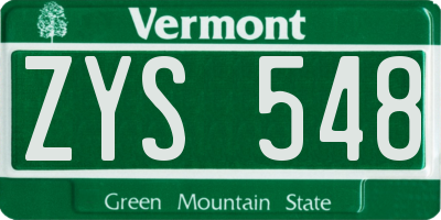 VT license plate ZYS548