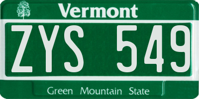VT license plate ZYS549