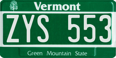 VT license plate ZYS553