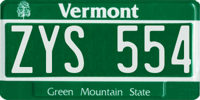 VT license plate ZYS554