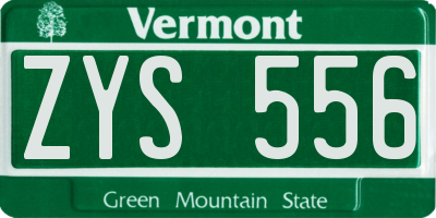 VT license plate ZYS556