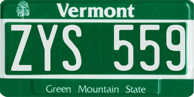 VT license plate ZYS559