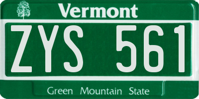 VT license plate ZYS561