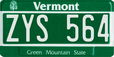 VT license plate ZYS564