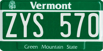 VT license plate ZYS570