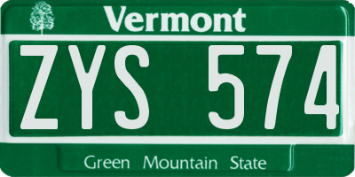 VT license plate ZYS574