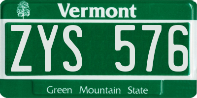VT license plate ZYS576