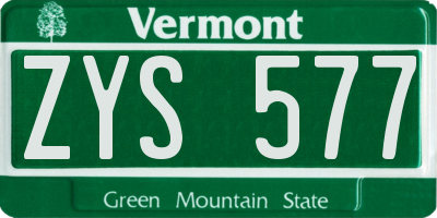 VT license plate ZYS577