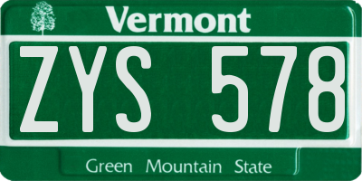 VT license plate ZYS578