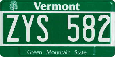VT license plate ZYS582
