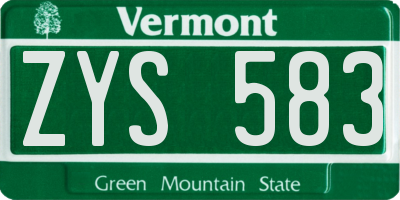 VT license plate ZYS583