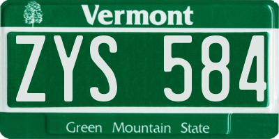 VT license plate ZYS584