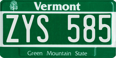 VT license plate ZYS585