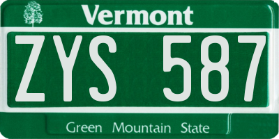 VT license plate ZYS587
